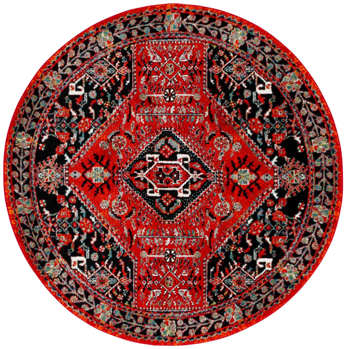Safavieh Vintage Hamadan 6'-7" x 6'-7" Rug in Red / Black