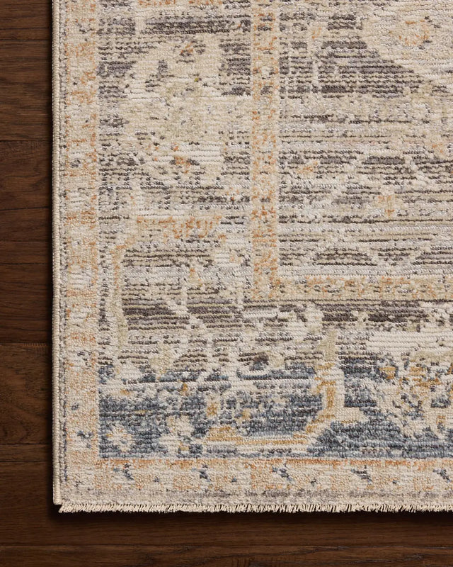 Loloi Milena MLE-04 Natural / Ivory Rug - corner on wood
