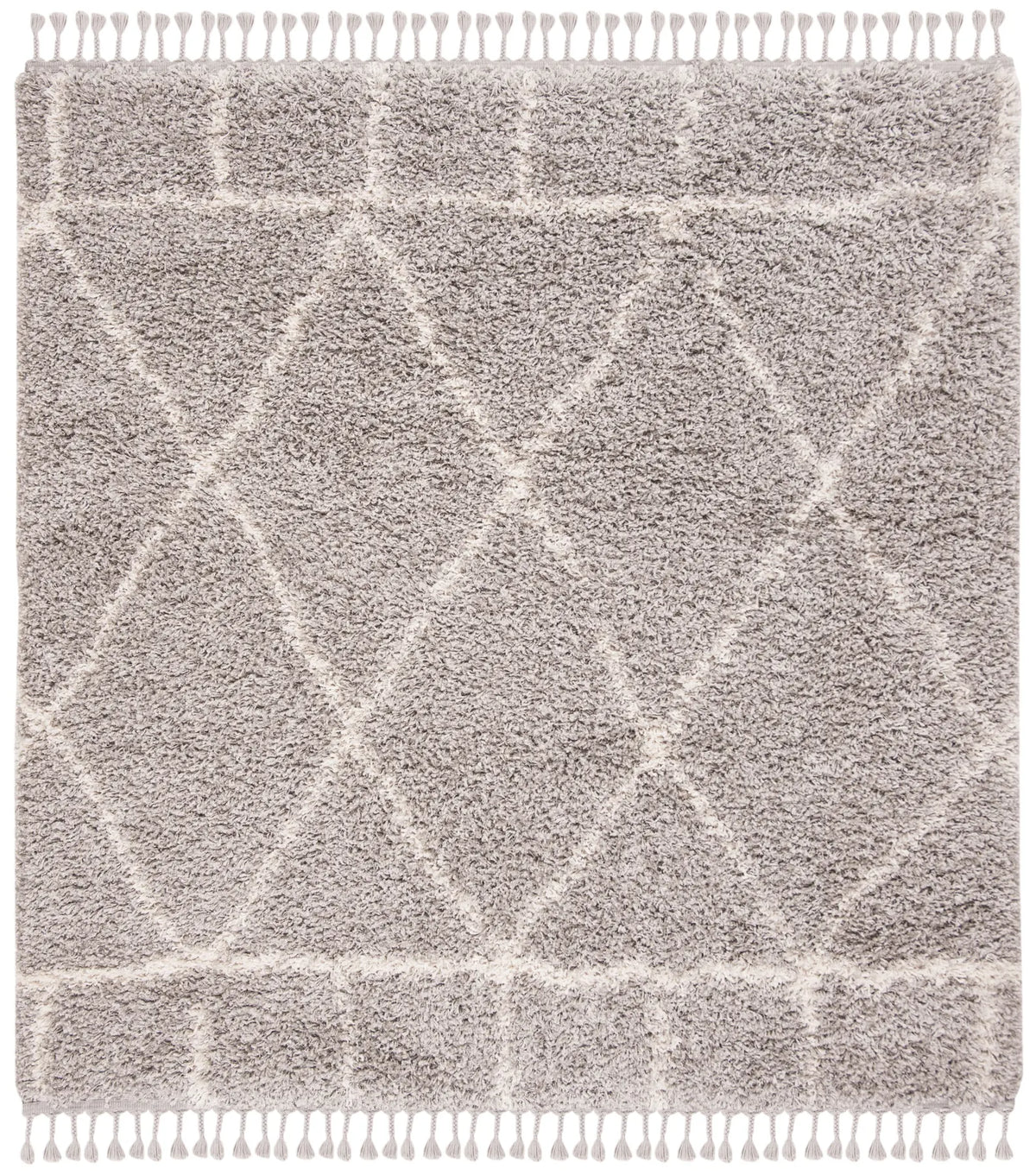 Safavieh Pro Lux Shag 400 6'-7" x 6'-7" Rug in Grey / Cream
