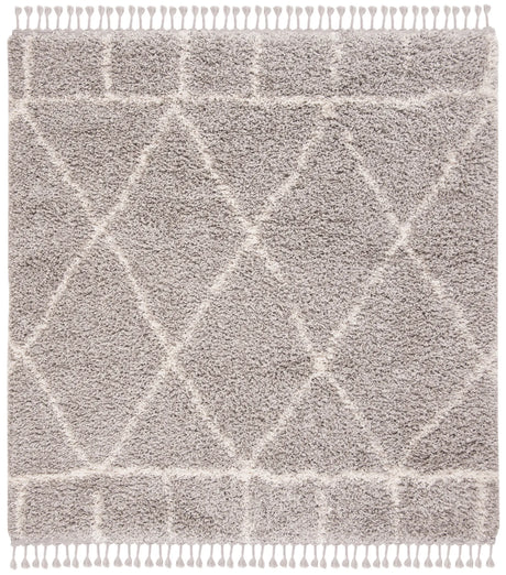 Safavieh Pro Lux Shag 400 6'-7" x 6'-7" Rug in Grey / Cream