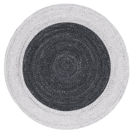 Safavieh Braided 5'-0" x 5'-0" Rug in Black / Light Grey