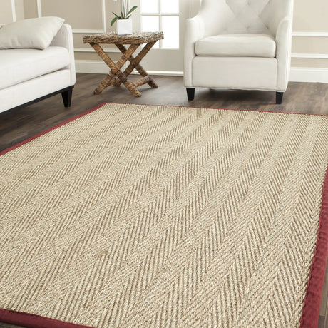 Safavieh Natural Fiber 6'-0" x 9'-0" Rug in Natural / Burgundy Red
