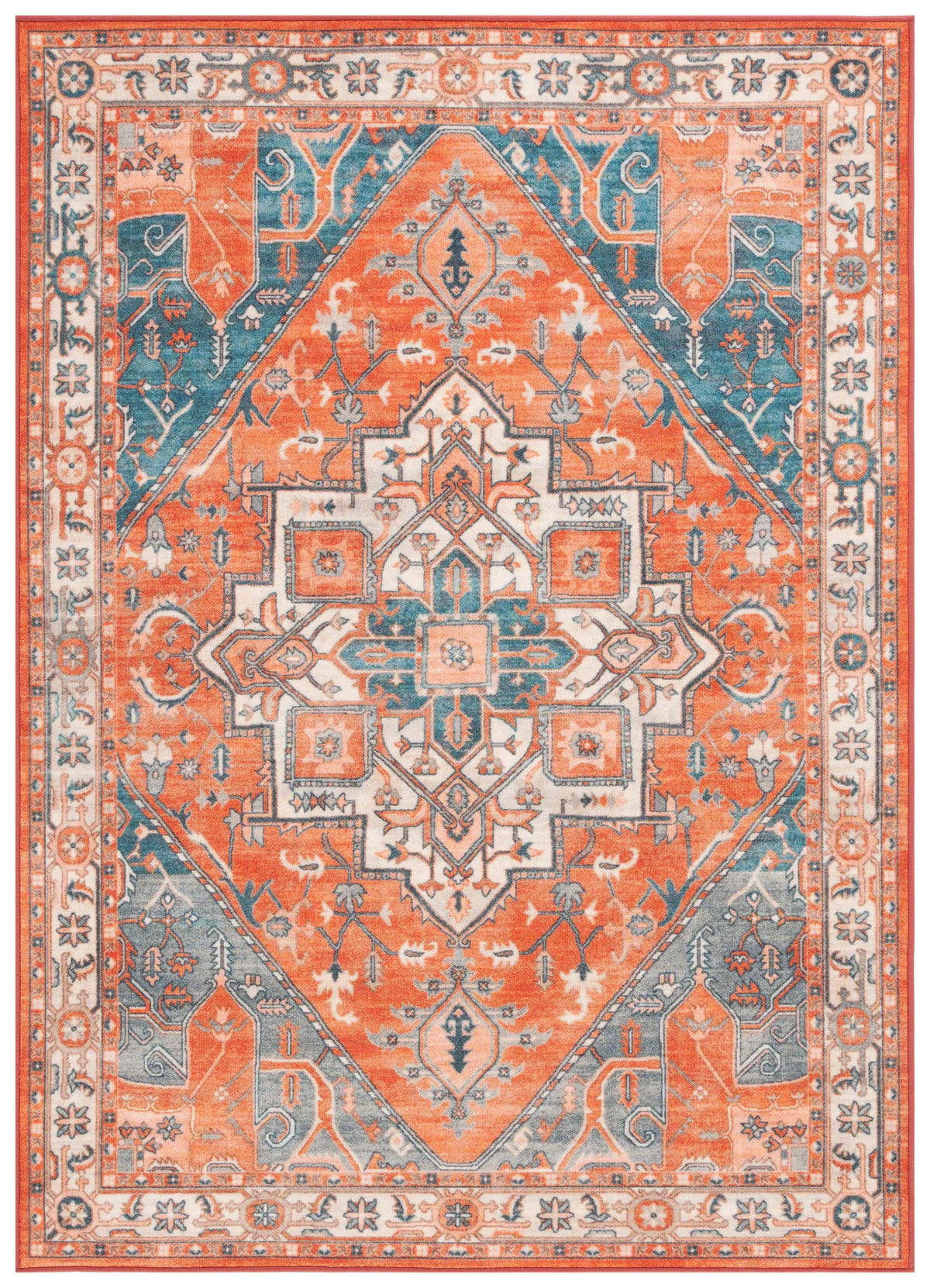 Safavieh Journey 4'-4" x 6'-4" Rug in Rust / Blue Ivory