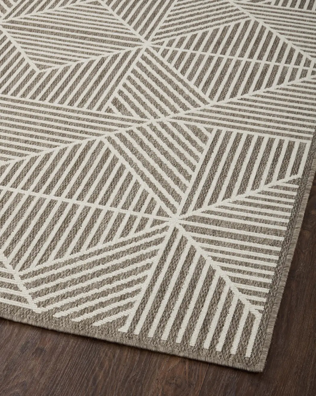 Loloi Rainier Rai-03 Natural/Ivory Rug - angled corner on wood