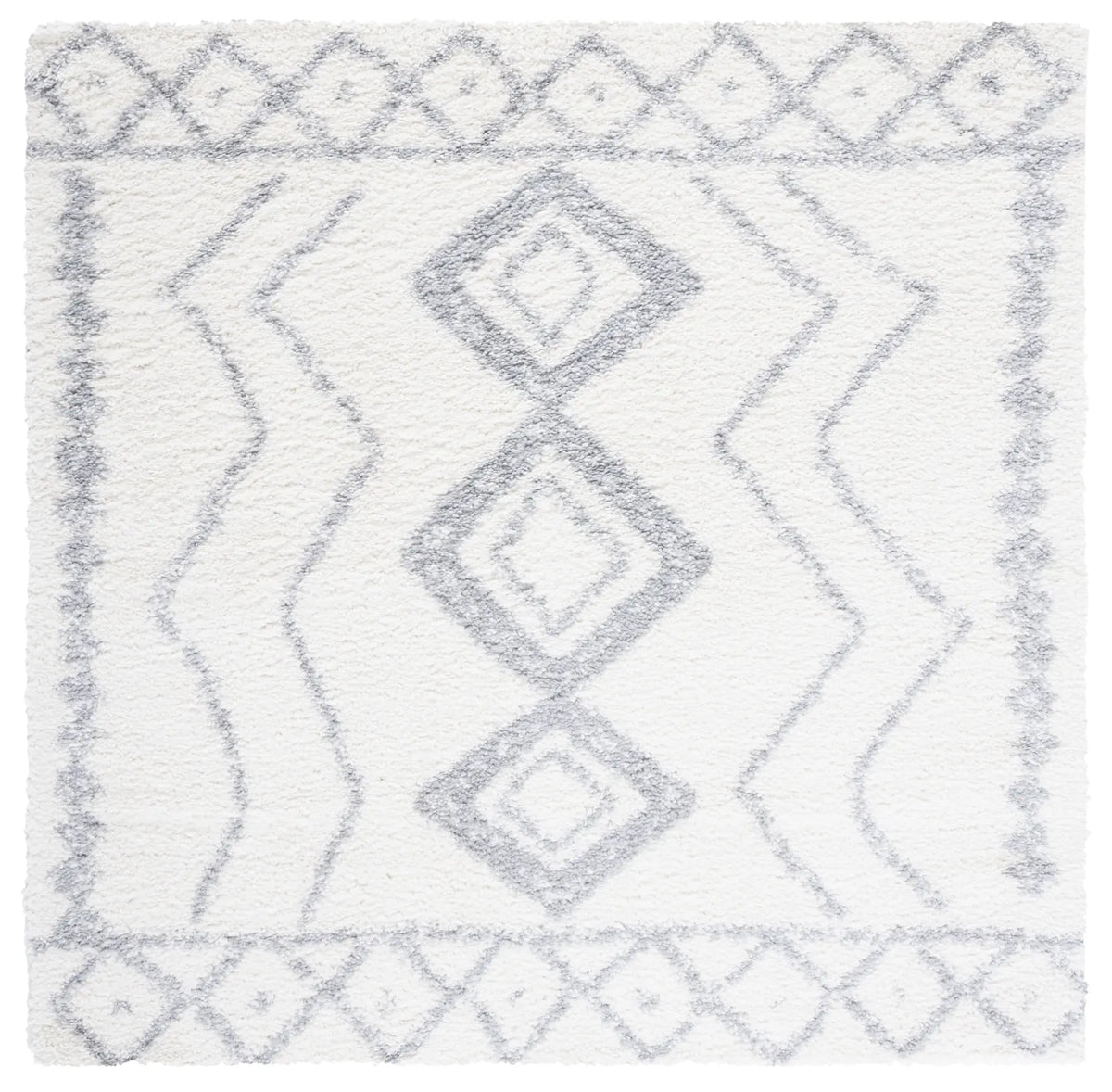 Safavieh Parma Shag 6'-7" x 6'-7" Rug in Ivory / Grey