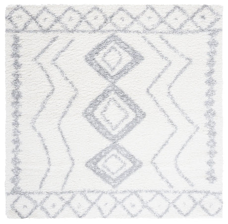 Safavieh Parma Shag 6'-7" x 6'-7" Rug in Ivory / Grey