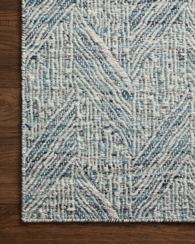 Loloi Raven Rav-01 Blue/Ivory Rug - corner on wood
