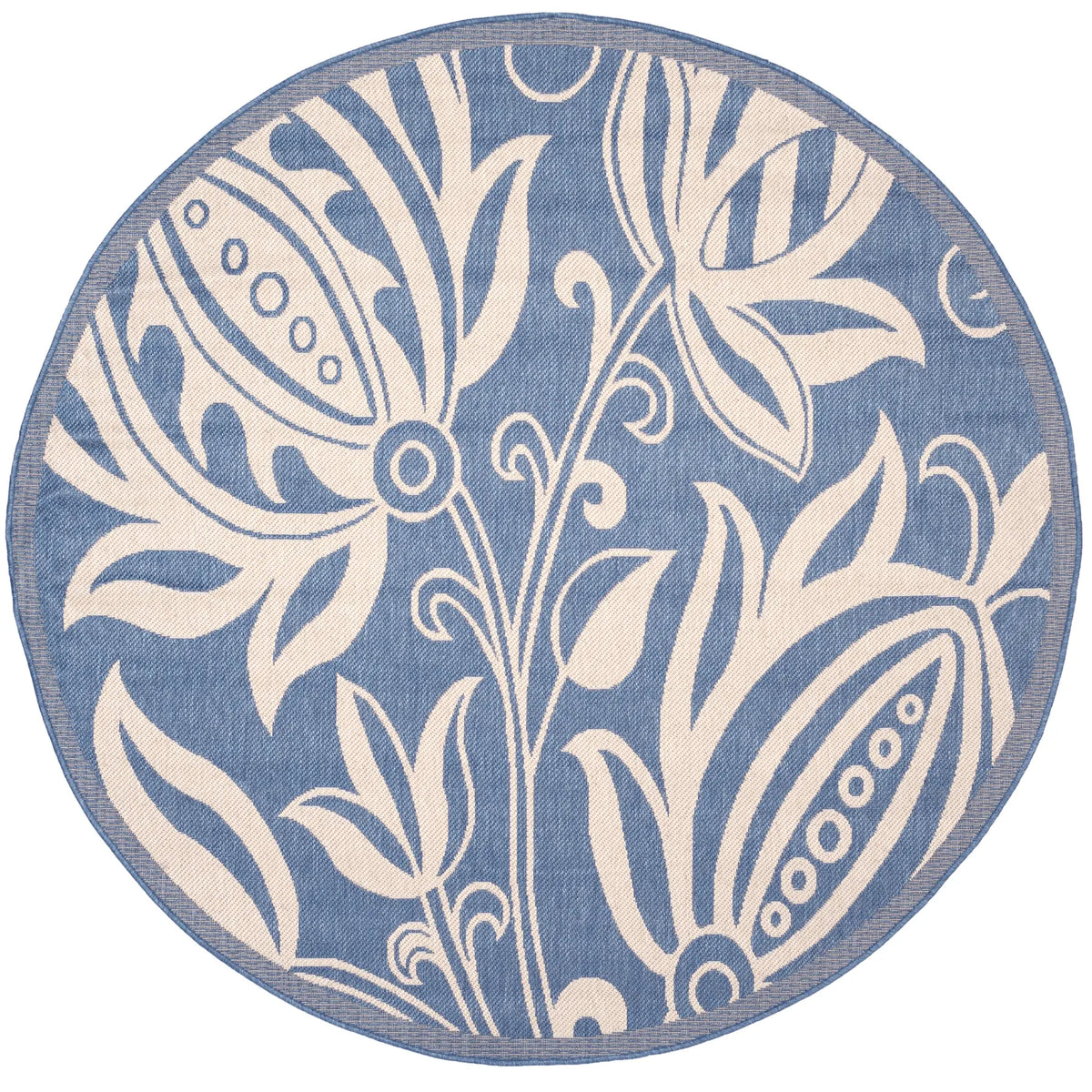 Safavieh Courtyard 5'-3" x 5'-3" Rug in Blue / Natural