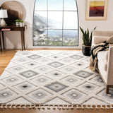 Safavieh Moroccan Tassel Shag 10'-0" x 14'-0" Rug in Ivory / Grey