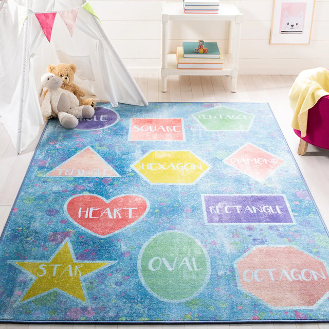 Safavieh Kids Playhouse 200 5'-5" x 7'-7" Rug in Blue / Pink