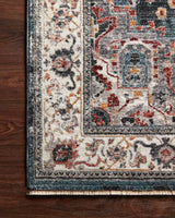 Loloi Samra Sam-04 Slate/Multi Rugs - corner on wood