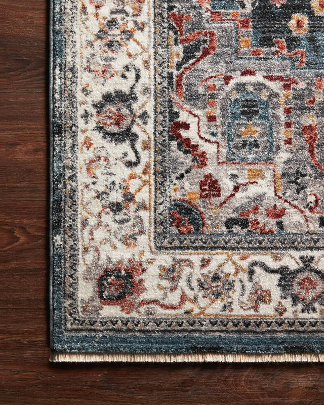 Loloi Samra Sam-04 Slate/Multi Rugs - corner on wood