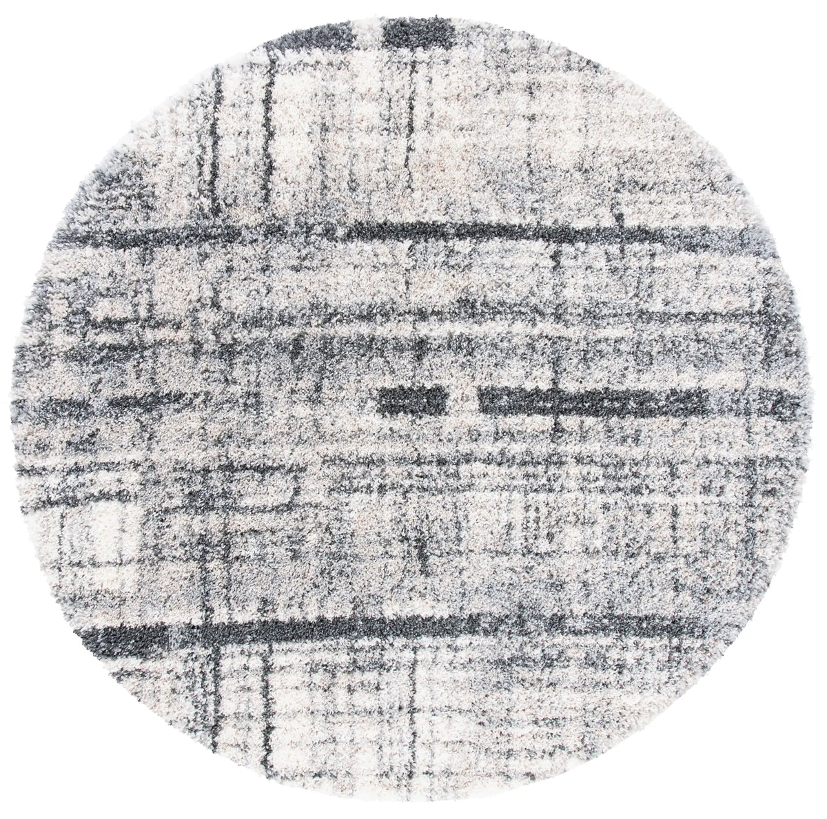 Safavieh Fontana Shag  800 5'-3" x 5'-3" Rug in Ivory / Grey