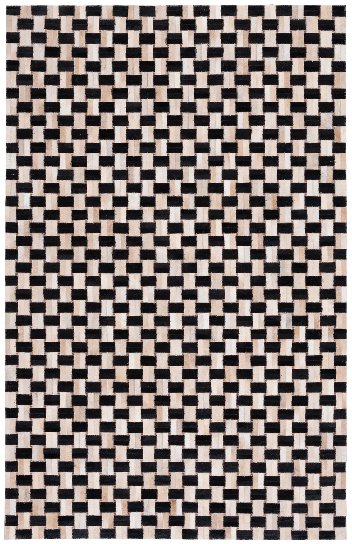 Safavieh Studio Leather 4'-0" x 6'-0" Rug in Black / Ivory