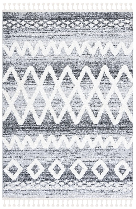 Safavieh Moroccan Tassel Shag 4'-0" x 6'-0" Rug in Grey / Ivory