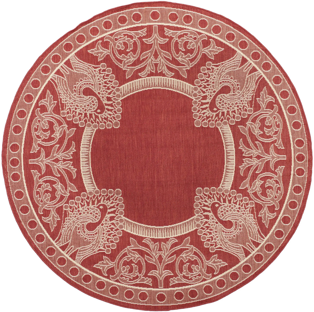 Safavieh Courtyard 6'-7" x 6'-7" Rug in Red / Natural