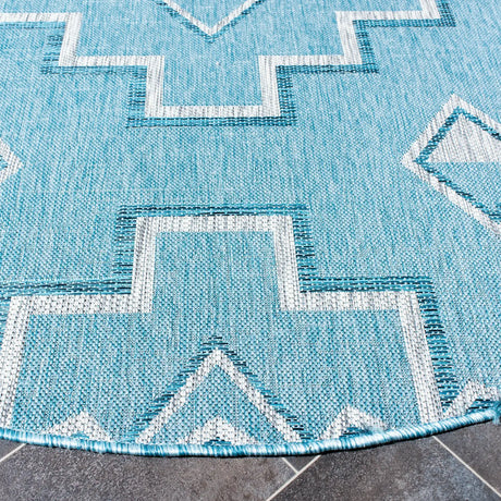 Safavieh Courtyard 6'-7" x 6'-7" Rug in Aqua / Grey
