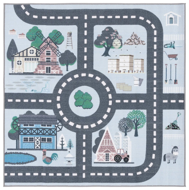 Safavieh Kids Playhouse 200 5'-0" x 5'-0" Rug in Blue / Dark Grey
