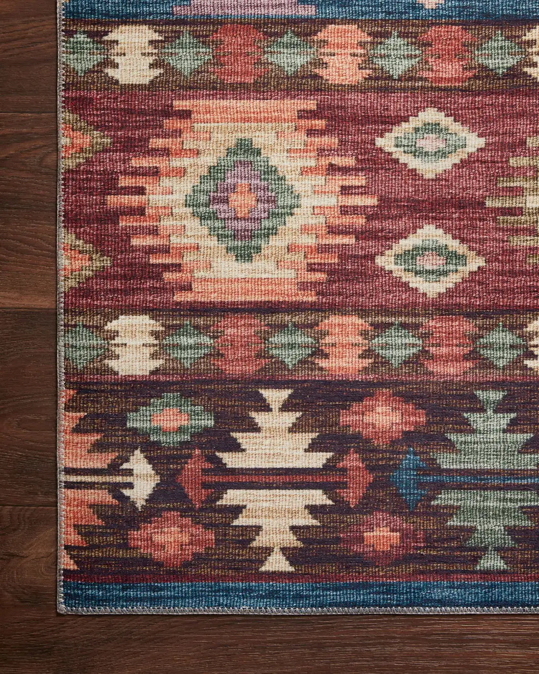 Loloi Zion Zio-06 Fiesta/Multi Rugs - corner on wood