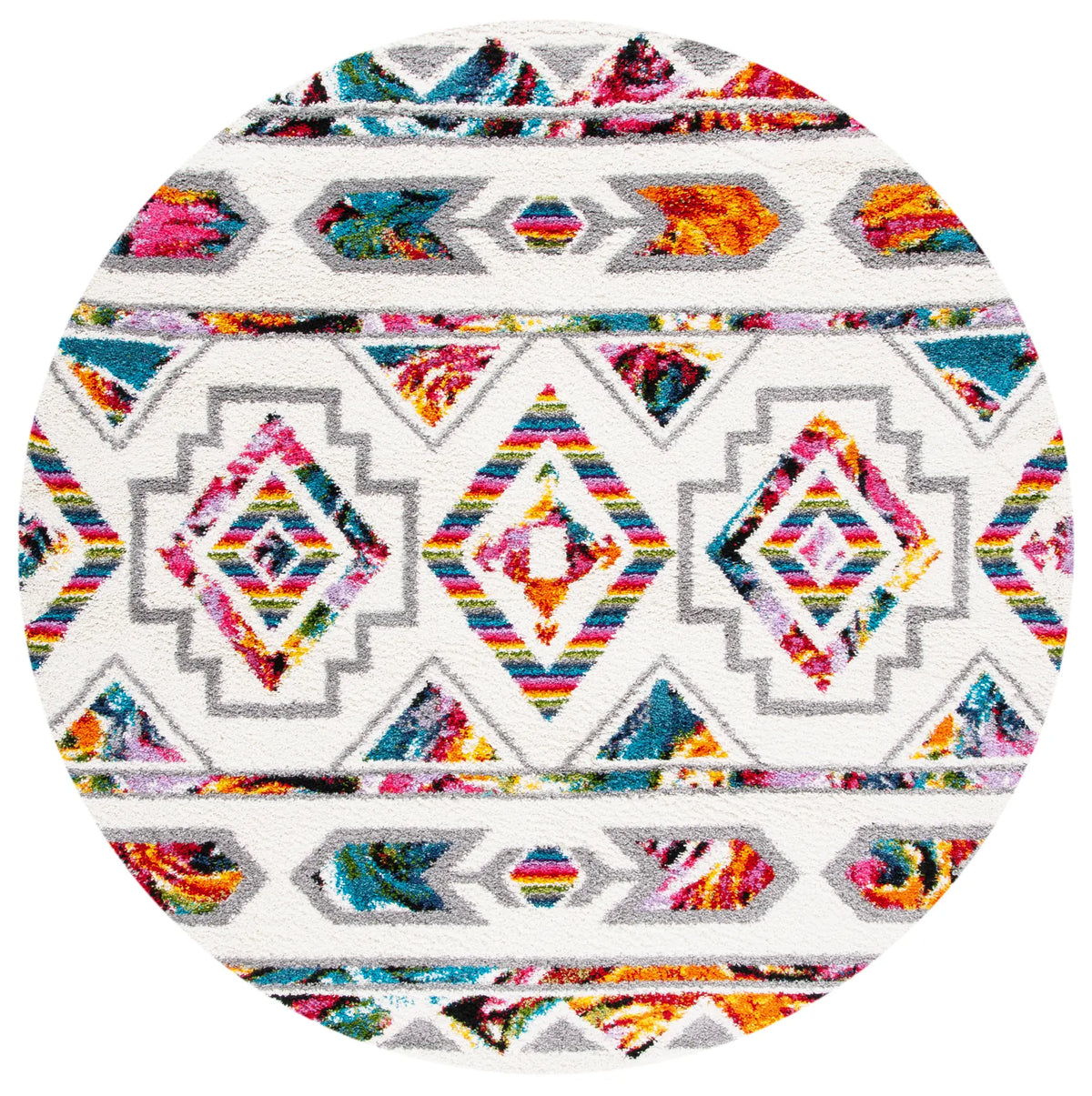 Safavieh Fiesta Shag 5'-3" x 5'-3" Rug in Cream / Multi