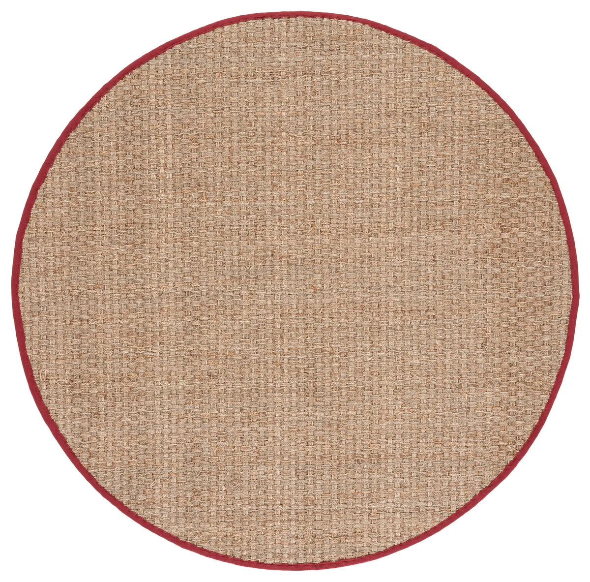 Safavieh Natural Fiber 6'-0" x 6'-0" Rug in Natural / Burgundy Red