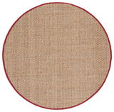 Safavieh Natural Fiber 6'-0" x 6'-0" Rug in Natural / Burgundy Red