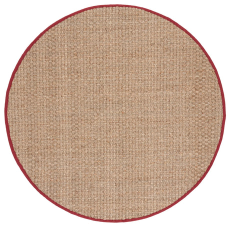 Safavieh Natural Fiber 6'-0" x 6'-0" Rug in Natural / Burgundy Red