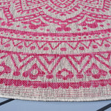 Safavieh Courtyard 5'-3" x 5'-3" Rug in Light Grey / Fuchsia