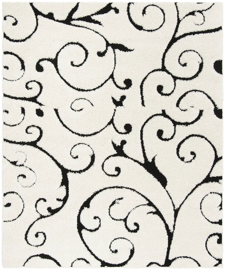 Safavieh Florida Shag 6'-7" x 6'-7" Rug in Ivory / Black