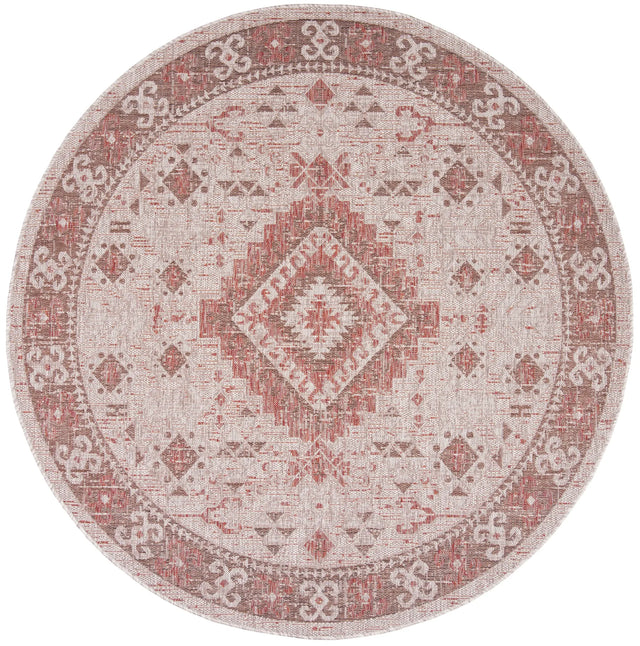 Safavieh Courtyard 6'-7" x 6'-7" Rug in Beige / Red