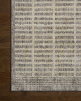 Loloi Roxie ROX-02 Contemporary Power Loomed Smoke, Natural Rug - corner on wood