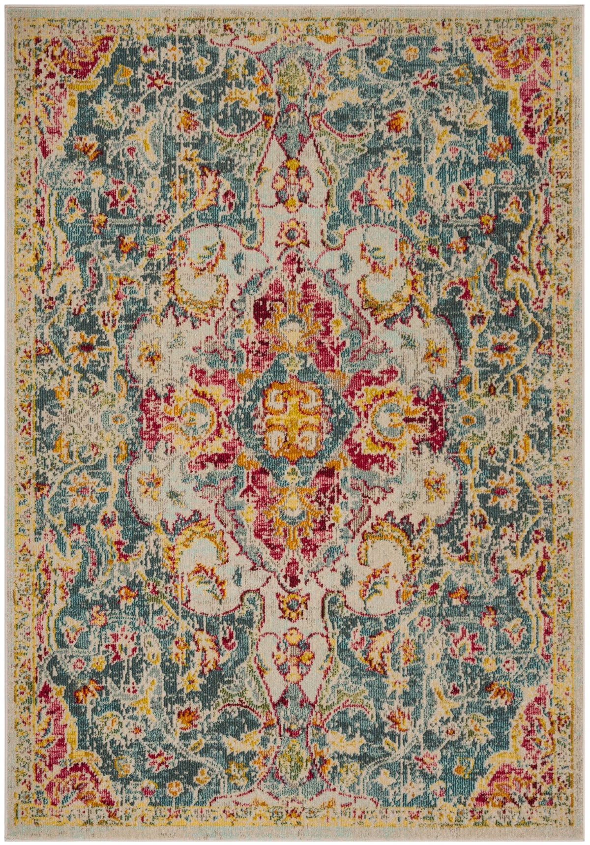 Safavieh Phoenix 100 4'-0" x 6'-0" Rug in Blue / Yellow