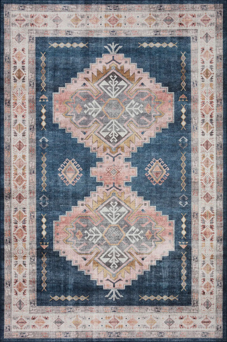 Loloi Heidi Hei-03 Denim/Blush Rugs - main flat