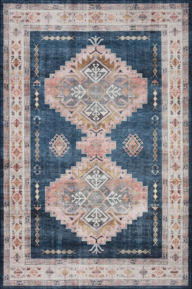 Loloi Heidi Hei-03 Denim/Blush Rugs - main flat