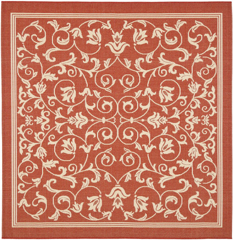 Safavieh Courtyard 7'-10" x 7'-10" Rug in Red / Natural