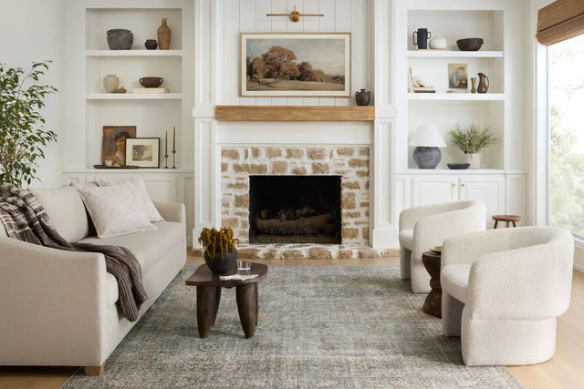 Chris Loves Julia x Loloi Jules 8-Jul Emerald / Antique Ivory Rug - room scene 2 horizontal
