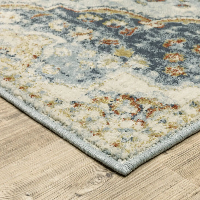 Oriental Weavers Sphinx Branson Br01A Blue/ Multi Rugs - corner detail
