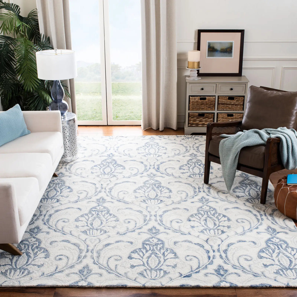 Safavieh Micro-Loop 10'-0" x 14'-0" Rug in Ivory / Blue