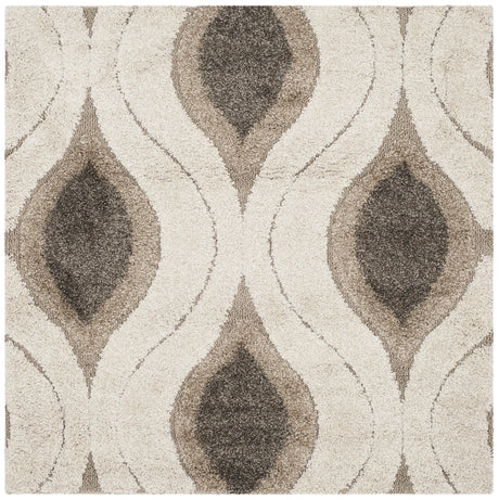 Safavieh Florida Shag 4'-0" x 4'-0" Rug in Cream / Smoke