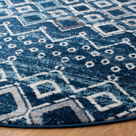 Safavieh Amsterdam 5'-1" x 5'-1" Rug in Navy / Beige