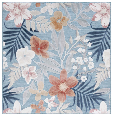 Safavieh Cabana 6'-5" x 6'-5" Rug in Aqua / Rust