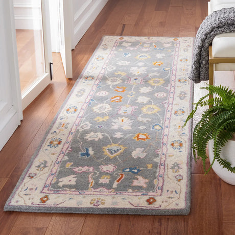 Safavieh Anatolia 2'-3" x 8'-0" Rug in Dark Grey / Ivory