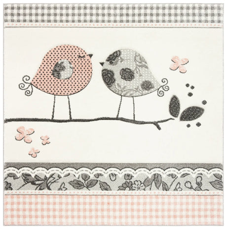 Safavieh Carousel Kids 100 5'-3" x 5'-3" Rug in Pink / Ivory