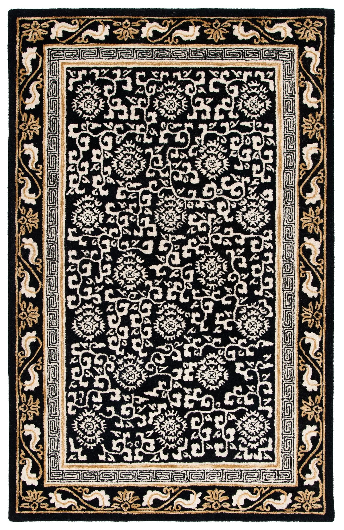 Safavieh Antiquity 4'-0" x 6'-0" Rug in Black / Ivory