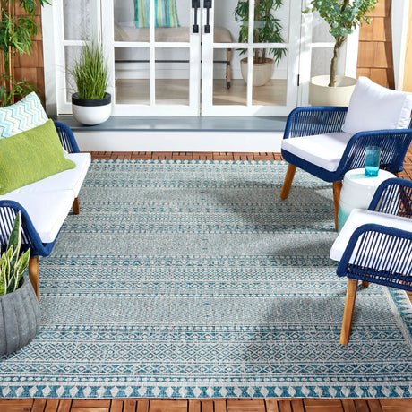 Safavieh Courtyard 6'-7" x 9'-6" Rug in Blue / Grey