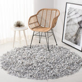Safavieh Leather Shag 5'-0" x 5'-0" Rug in Grey / White