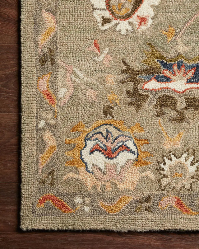 Loloi Padma Pma-02 Grey/Multi Rugs - corner on wood