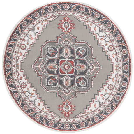 Safavieh Pyramid 6'-7" x 6'-7" Rug in Grey/Ivory / Rust