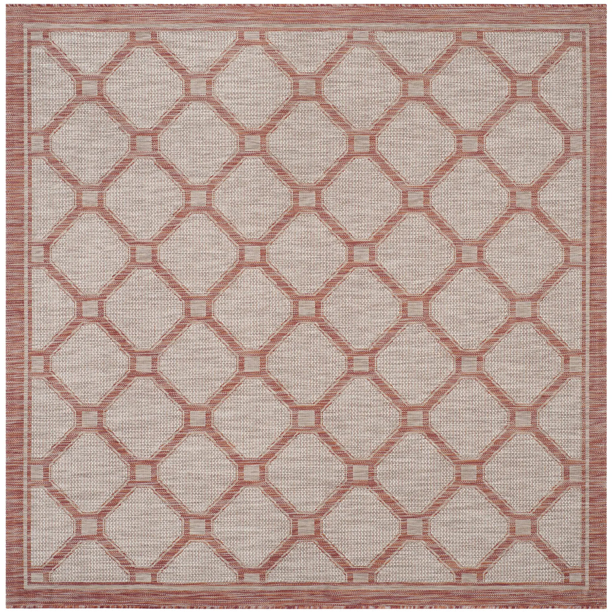 Safavieh Courtyard 6'-7" x 6'-7" Rug in Red / Beige