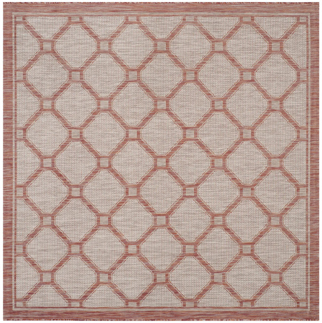 Safavieh Courtyard 6'-7" x 6'-7" Rug in Red / Beige